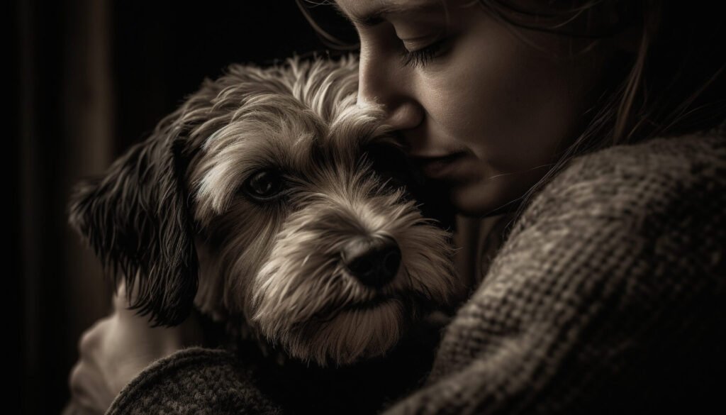 A Girl with a beloved dog