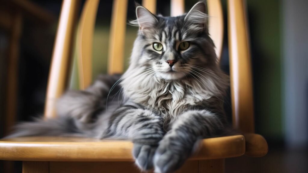 Maine Coon cat on a chair