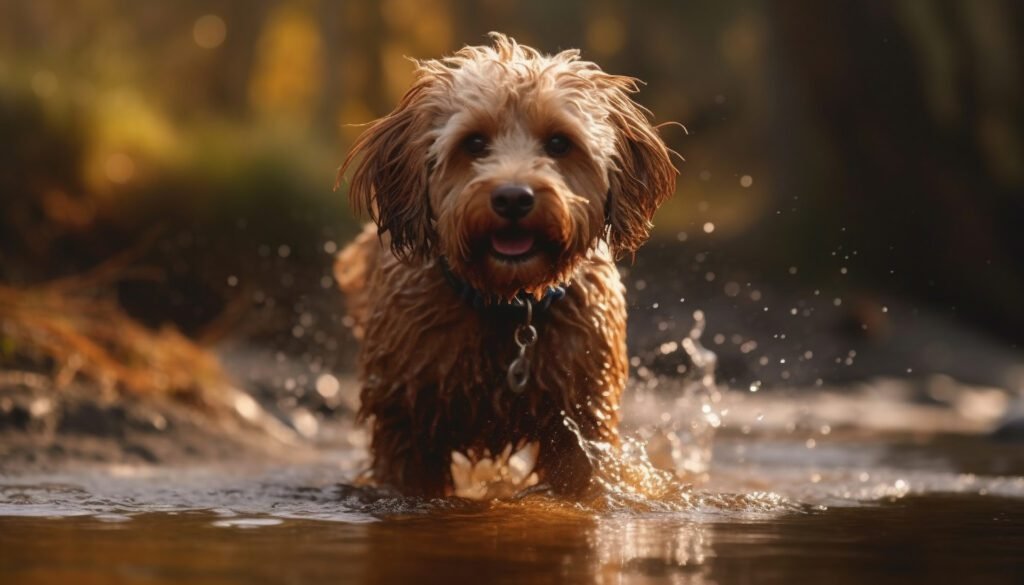 1920 wet puppy splashing in nature beauty playful generated by ai